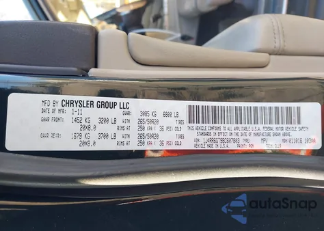 2011 Jeep Grand Cherokee Overland from USA, damaged, VIN 1J4RR6GT9BC607803